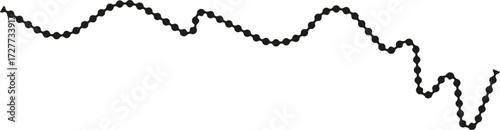 Dotted line with uneven spacing and irregular vibrations forming an unstable and erratic path.