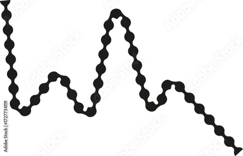 Angular dotted zigzag path with clearly defined sharp directional changes.