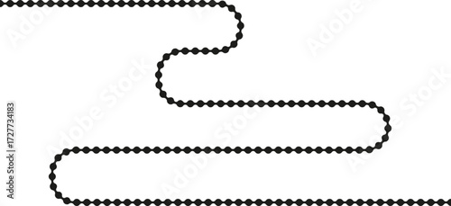 Dotted path forming an extended sinuous curve with fluid, flexible connections.