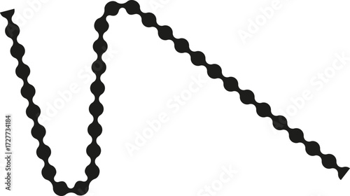 Dotted line forming sharp spikes with dramatic angular points.
