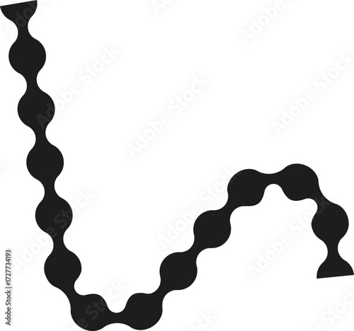 Dotted path forming a hand-drawn, sketched zigzag pattern with irregular connections.