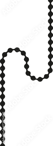 Dotted path forming two opposing curved lines moving in opposite directions.
