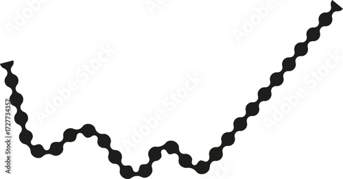 Dotted path forming an irregular, uneven stroke with fluctuating thickness.