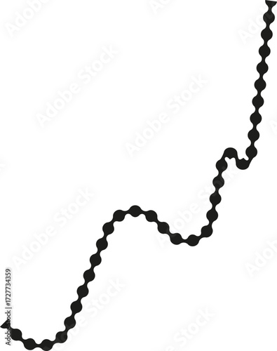 Dotted path forming unevenly spaced peaks with varying heights.