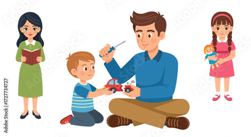 Cartoon Singers with Microphones Performing.