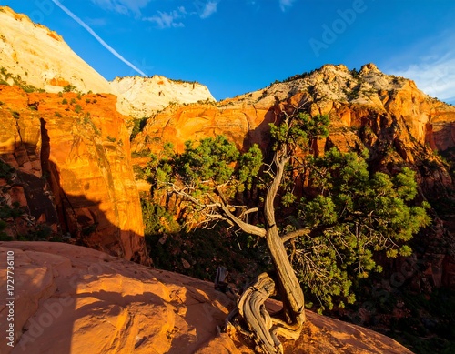 Canyon landscape with sunrise light