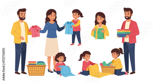 Cartoon Nurses Holding Syringes Ready for Vaccination or Injection.