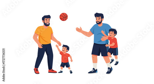 Group of Hikers Climbing Mountains with Backpacks and Dog.