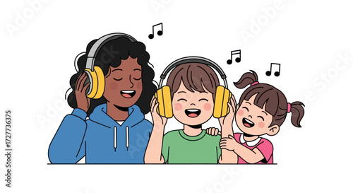 Colorful illustration of diverse children playing happily together at an outdoor park playground.