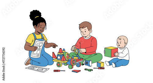 Cartoon Sailors Engaged in a Tug-of-War Pulling a Thick Rope with Determination.