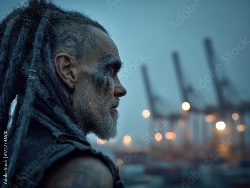 Profile of a man with long ...