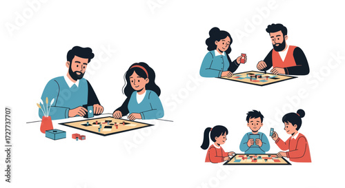 Family Playing Board Games Together Enjoying Quality Time.