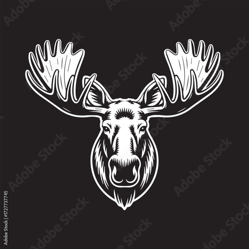 Majestic Bull Moose Head and Antlers Logo