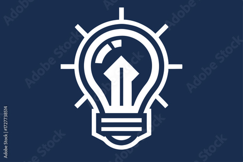 White lightbulb shines upwards with blue background, suggesting innovation and strategic thinking