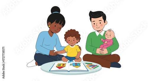 Diverse Cartoon Children Joyfully Playing Various Musical Instruments.