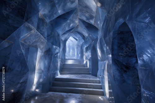 Arched hallway with icy blu...