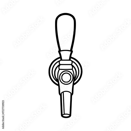 Beer tap handle in simple black and white line icon design  