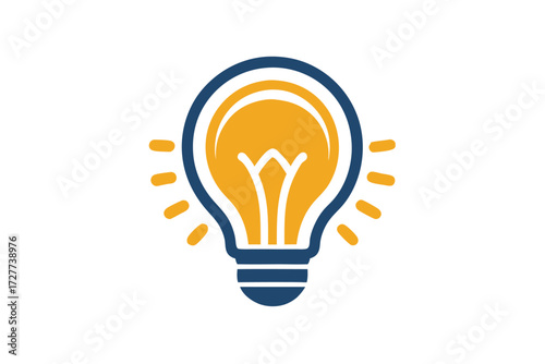 Glowing lightbulb emits bright energy surrounded by navy outline generating creative ideas effectively now