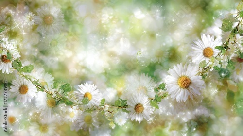 Beautiful white daisies floral background