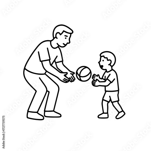 line icon man playing ball with a child vector on a white background
Vector line icon on a white background