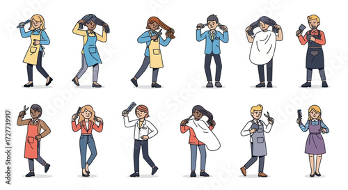 Diverse Hair Stylists in Various Professional Attire.