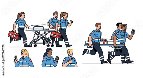 Group of Emergency Medical Technicians Responding to a Call.