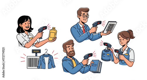 Diverse Employees Scanning Items in a Retail Setting.