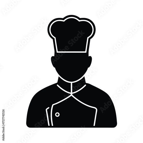 Chef silhouette uniform hat black
