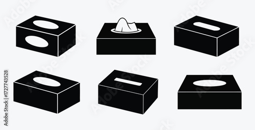 Tissue box icon set in black color hygiene and health