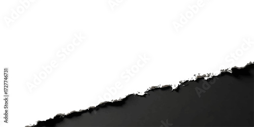 Torn white paper sheet with a ripped hole in the center, revealing a blank backdrop and rough edge for advertising concept design