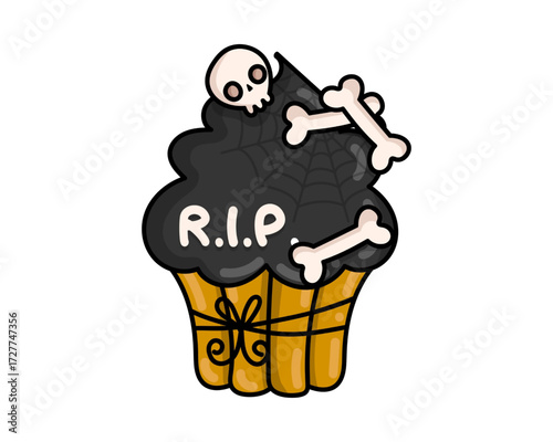 Spooky Halloween Cupcake Illustration A Delicious Treat for the Holiday Season