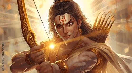 Mythological Archer in Radiant Aura Graphic Design