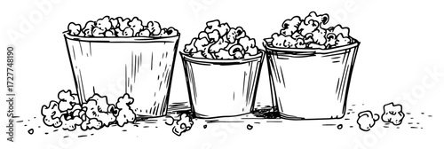 hand drawn popcorn buckets sketch