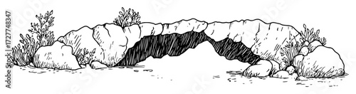 stone bridge over creek sketch