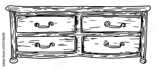 vintage wooden dresser with drawers