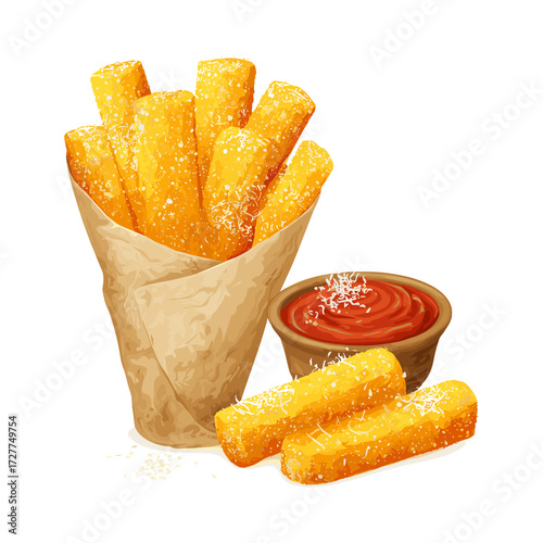 Crispy Polenta Frita Sticks in Rustic Cone