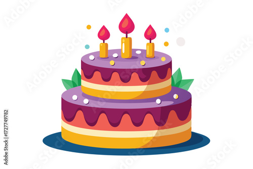 Two tiered cake stands adorned with lit candles and colorful sprinkles creates fun