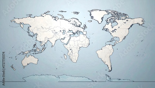 World map outline in pale colors showing continents, borders, and some rivers