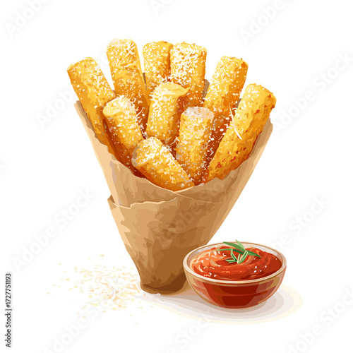 Crispy Polenta Frita Sticks in Rustic Cone