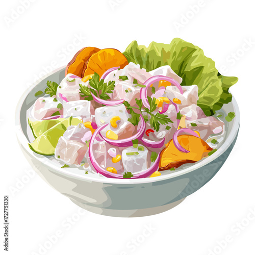 Colorful Ceviche Bowl with Lime and Chili