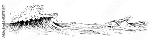 ocean wave hand drawn illustration