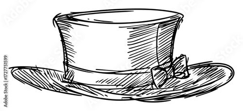 vintage top hat hand drawn illustration