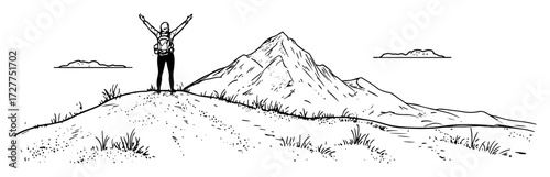 person celebrating on mountain peak