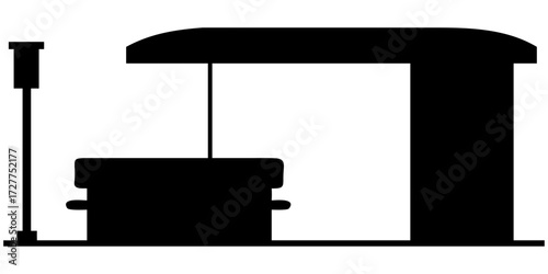 Silhouette vector illustration of a man with a microphone on a stand for business or advertisement design