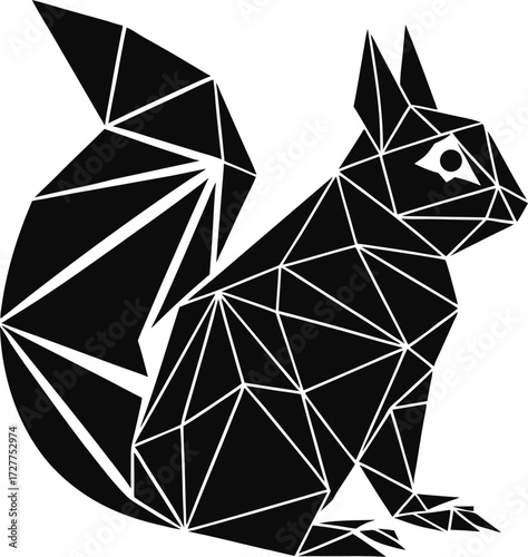 Geometric black squirrel silhouette with white outline