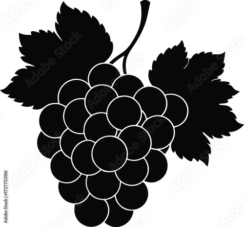 Grapes Cluster Silhouette | Vineyard Fruit Vector Design