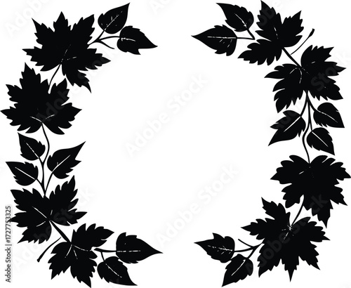 Leaf Frame Silhouette | Botanical Border Vector Design