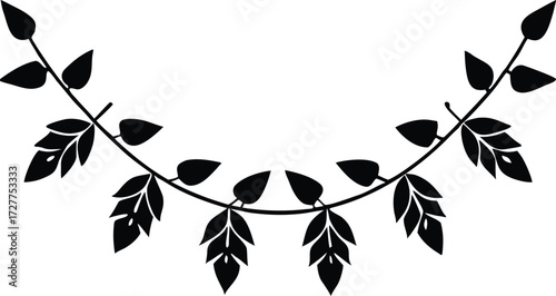 Leaf Garland Silhouette | Decorative Foliage Vector Illustration