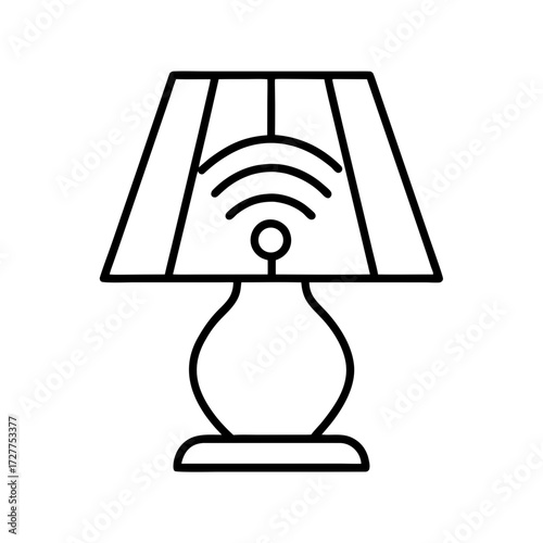Smart table lamp with Wi-Fi symbol in minimalist style  