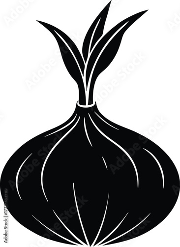 Onion Sprout Silhouette | Fresh Vegetable Vector Design